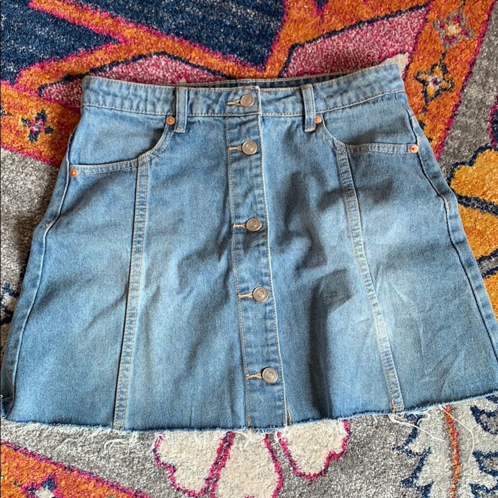 Button up denim skirt